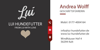 Designart-Agentur Lui Hundefutter Visitenkarte